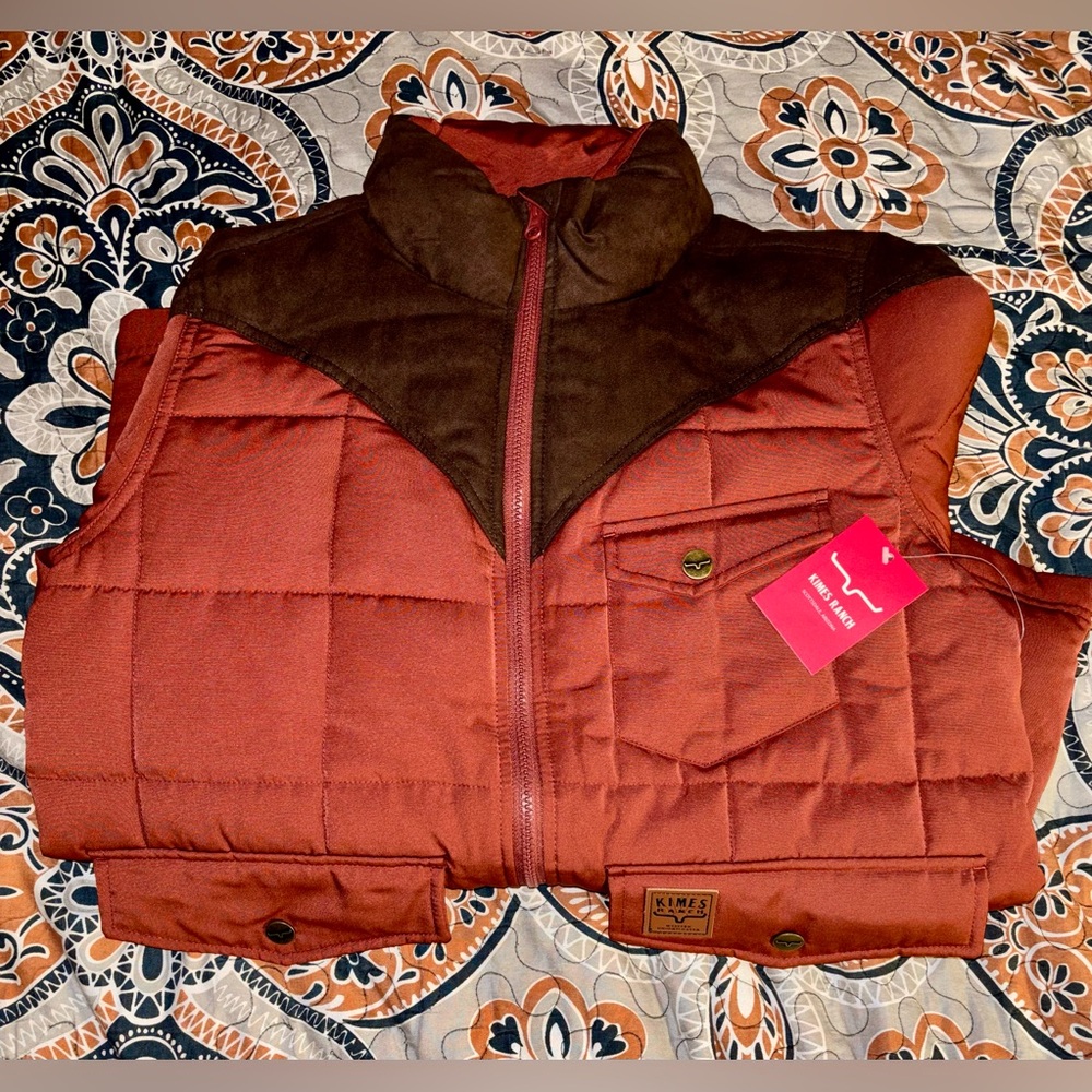 NWT womens KIMES RANCH puffer lenora jacket,suede yoke and collar SIZE MEDIUM